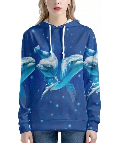 Essentials Hoodie Women Loose Fit Women's Long Sleeve Sweatshirt Casual Graphic Oversized Sweatshirt For Women Dolphin Blue $...