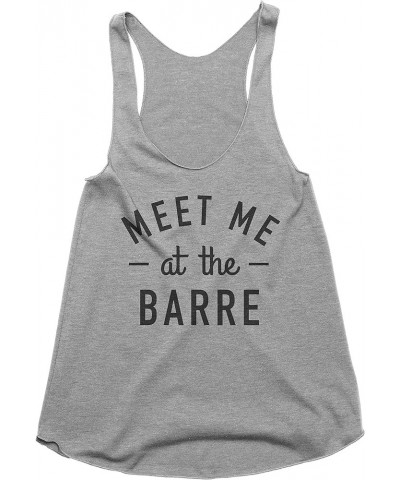 Meet Me at The Barre Funny Workout Muscle Tank Top Shirt for Women Grey $14.49 Tanks