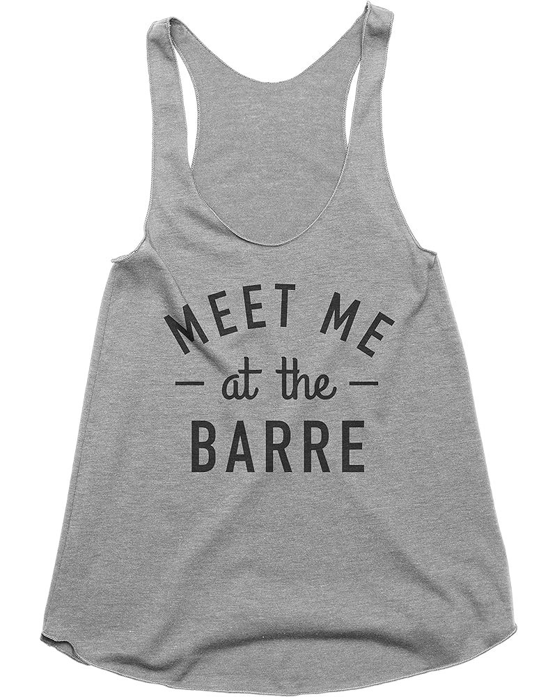 Meet Me at The Barre Funny Workout Muscle Tank Top Shirt for Women Grey $14.49 Tanks