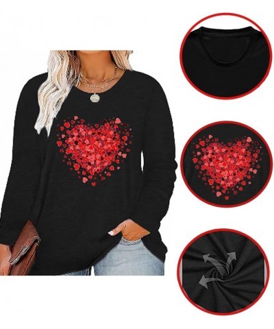 Plus Size Love Heart Graphic Valentine's Day Shirt Blouse Tees Women Long Sleeve Tops Black $10.08 Blouses