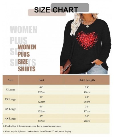 Plus Size Love Heart Graphic Valentine's Day Shirt Blouse Tees Women Long Sleeve Tops Black $10.08 Blouses