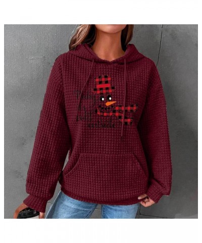 Womens Baby Is Cold Outside Ugly Christmas Sweatshirts Waffle Knit Y2K Hoodies Crewneck Long Sleeve Pullover Tops 010 Wine $1...