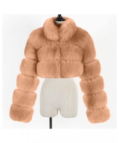 Womens Winter Faux Fur Cropped Jacket Soft Warm Furry Coat Casual Long Sleeve Baggy Fleece Coat Open Front Cardigan Sweater F...