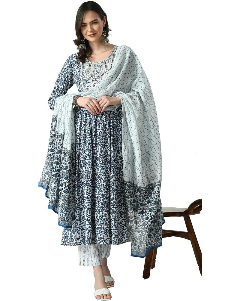 Women Indian Kurti set women Blue Printed Set $28.31 Tops