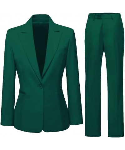 Women Suits 2 Piece Long Sleeve Business Solid V Neck Blazer and Pant Office Professional Set Suits 2023 New Dark Green $27.3...