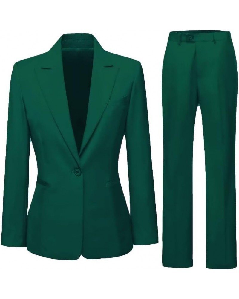 Women Suits 2 Piece Long Sleeve Business Solid V Neck Blazer and Pant Office Professional Set Suits 2023 New Dark Green $27.3...