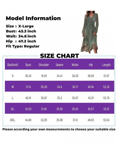 Summer Women Dresses 2024 V Neck Long Sleeve Boho Flowy Loose A-Line Midi Dress Floral Printed Dress 04-gold $11.04 Underwear