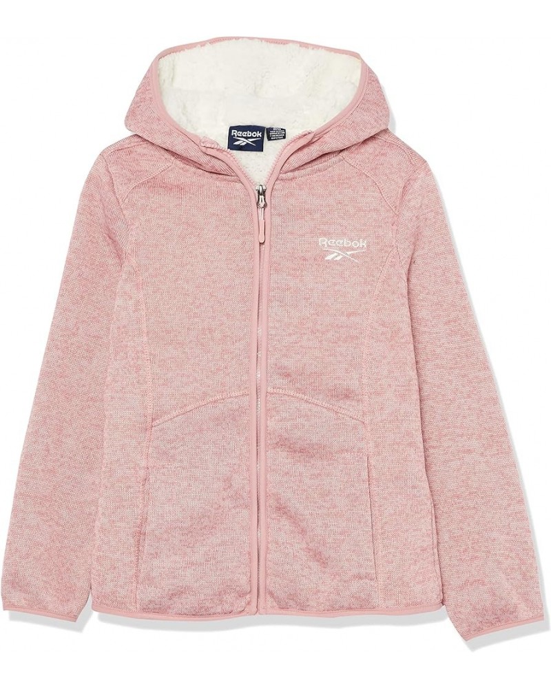 Women's Sherpa Lined Sweater Fleece Jacket Heather Mauve $11.08 Jackets