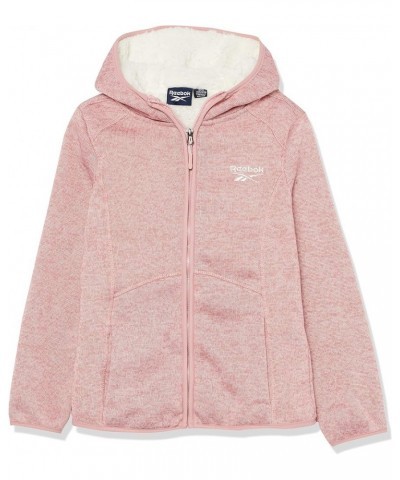 Women's Sherpa Lined Sweater Fleece Jacket Heather Mauve $11.08 Jackets