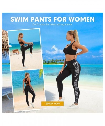 Swim Pants for Women UPF 50+ Long Swim Leggings Tights SPF UV Protection Water Pants Diving Rash Guard Wetsuit A-black-white ...