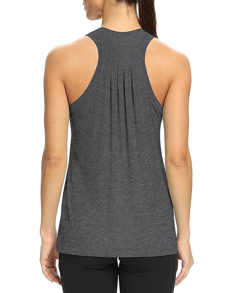 Workout Tops for Women High Neck Racerback Tank Tops Loose Fit Athletic Yoga Shirts Heather Gray $9.66 Activewear