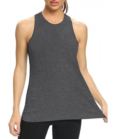 Workout Tops for Women High Neck Racerback Tank Tops Loose Fit Athletic Yoga Shirts Heather Gray $9.66 Activewear