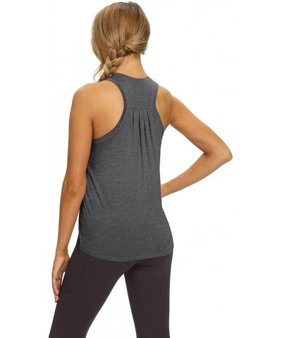 Workout Tops for Women High Neck Racerback Tank Tops Loose Fit Athletic Yoga Shirts Heather Gray $9.66 Activewear