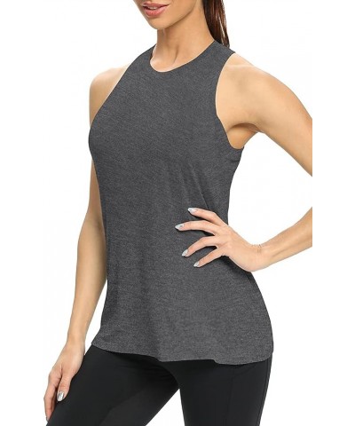 Workout Tops for Women High Neck Racerback Tank Tops Loose Fit Athletic Yoga Shirts Heather Gray $9.66 Activewear