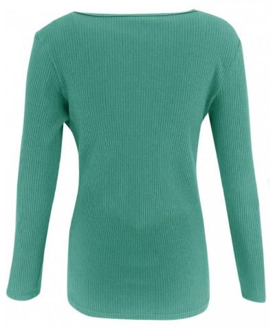 Womens Slim Fit Henley Tops Long Sleeve Button Shirts V Neck Cute T Shirts Green $11.51 Tops