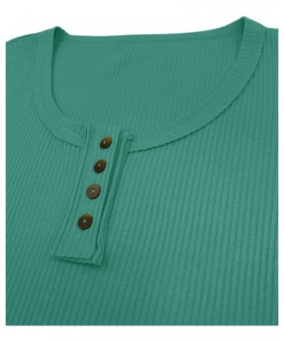 Womens Slim Fit Henley Tops Long Sleeve Button Shirts V Neck Cute T Shirts Green $11.51 Tops