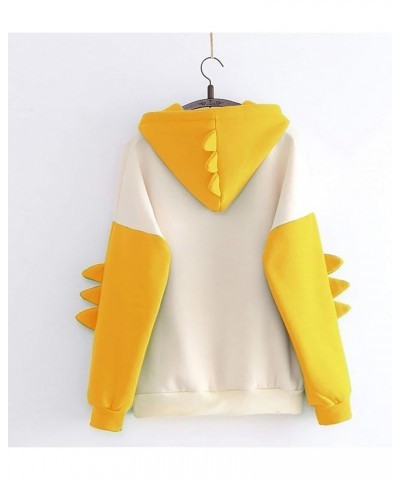 Bear Hoodie For Womens Autumn Patchwork Sweatshirts Long Sleeve Pullover With Cute Personality Bag Dino Hoodie-yellow $14.16 ...