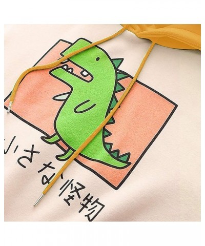 Bear Hoodie For Womens Autumn Patchwork Sweatshirts Long Sleeve Pullover With Cute Personality Bag Dino Hoodie-yellow $14.16 ...