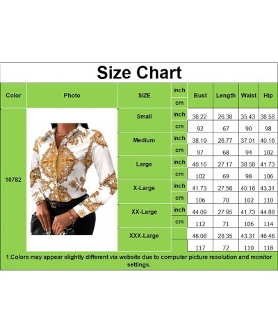 Buchona Outfits for Women Collar Blouses Button Down Shirts Colorful Long Sleeve Floral Print Tops Loose Sexy T-Shirts White1...