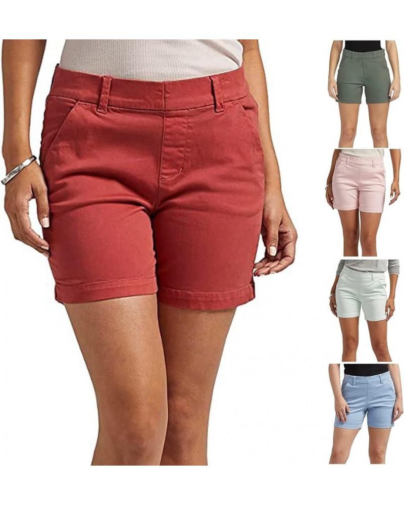 Women's Stretch Twill Shorts Plus Size Mid-Rise Pull-On Shorts Regular Fit Hiking Shorts Summer Casual Bermuda Short A-white ...