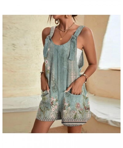 Jumpsuit for Women Casual Summer Dressy 2023 Plus Size Adjustable Strap Loose Linen Short Overalls Jumpsuit Rompers 002-lake ...