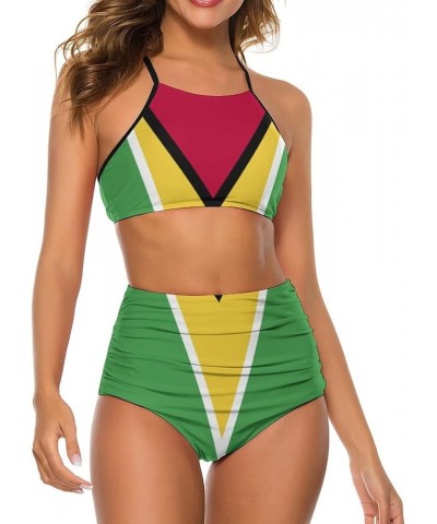 Bikini Guyana Flag Bathing Suit Women's Swimwear Split Skirt Suit Tummy Control Swimsuits XXL Small Style-9 $26.77 Swimsuits