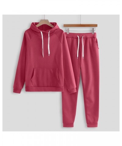 Womens Sweatsuits 2 Piece Set Casual Lounge Sets Long Sleeve Drawstring Pullover Hoodie Jogging Pants Trendy Outfits A-red Ch...