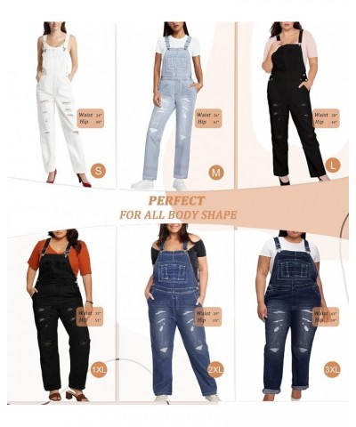 Womens Casual Destructed Adjustable Denim Jumpsuit Stretch Overalls Jeans Pants Pvj156999-lightwash $16.10 Overalls