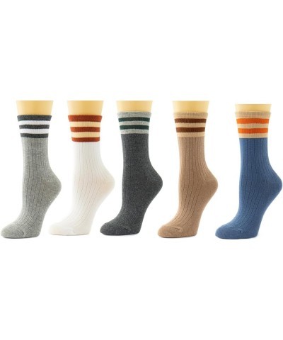 Striped Cotton Crew Socks for Women Retro Vintage Classic Fashion All Season Cotton Socks Teen Girls 5 Pairs B-set $10.91 Act...