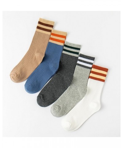 Striped Cotton Crew Socks for Women Retro Vintage Classic Fashion All Season Cotton Socks Teen Girls 5 Pairs B-set $10.91 Act...