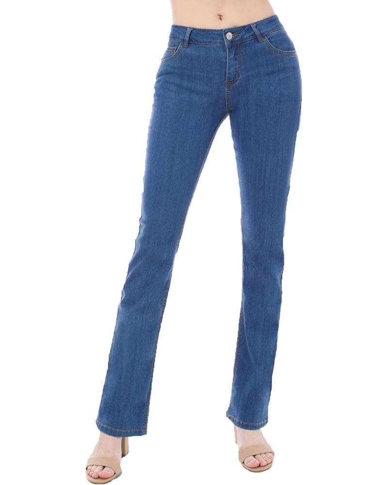 Women's Classic Flared High Rise Distressed Bell Bottom Jeans Boot Cut E Medium Denim $15.83 Jeans