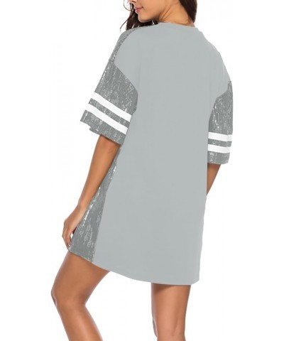 Juniors Short Sleeve Sequin Funny Dress Shirts E Grey $22.52 Activewear