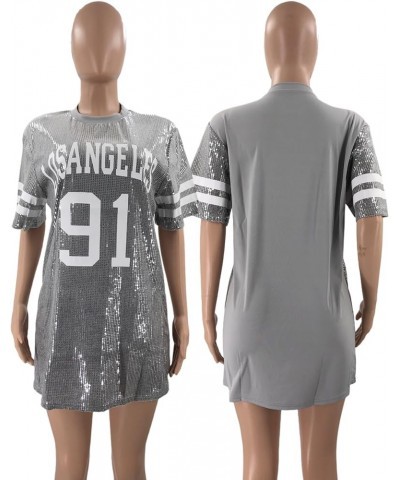 Juniors Short Sleeve Sequin Funny Dress Shirts E Grey $22.52 Activewear