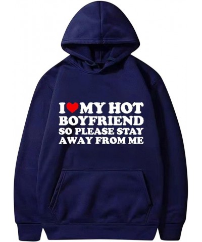 Women Valentines Day Hoodie Girlfriend Hooded Sweatshirt Tops Cute Sweater Pullover Funny Letter Print Outfits J030-navy $8.6...