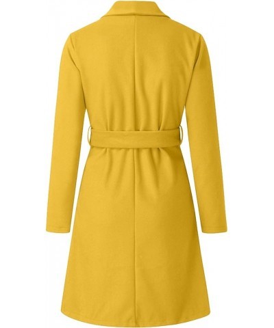 Trench Coats for Women Winter Wool Blend Camel Mid-Long Coat Long Sleeve Slim Casual Open Front Cardigans Outwear 2-yellow $1...