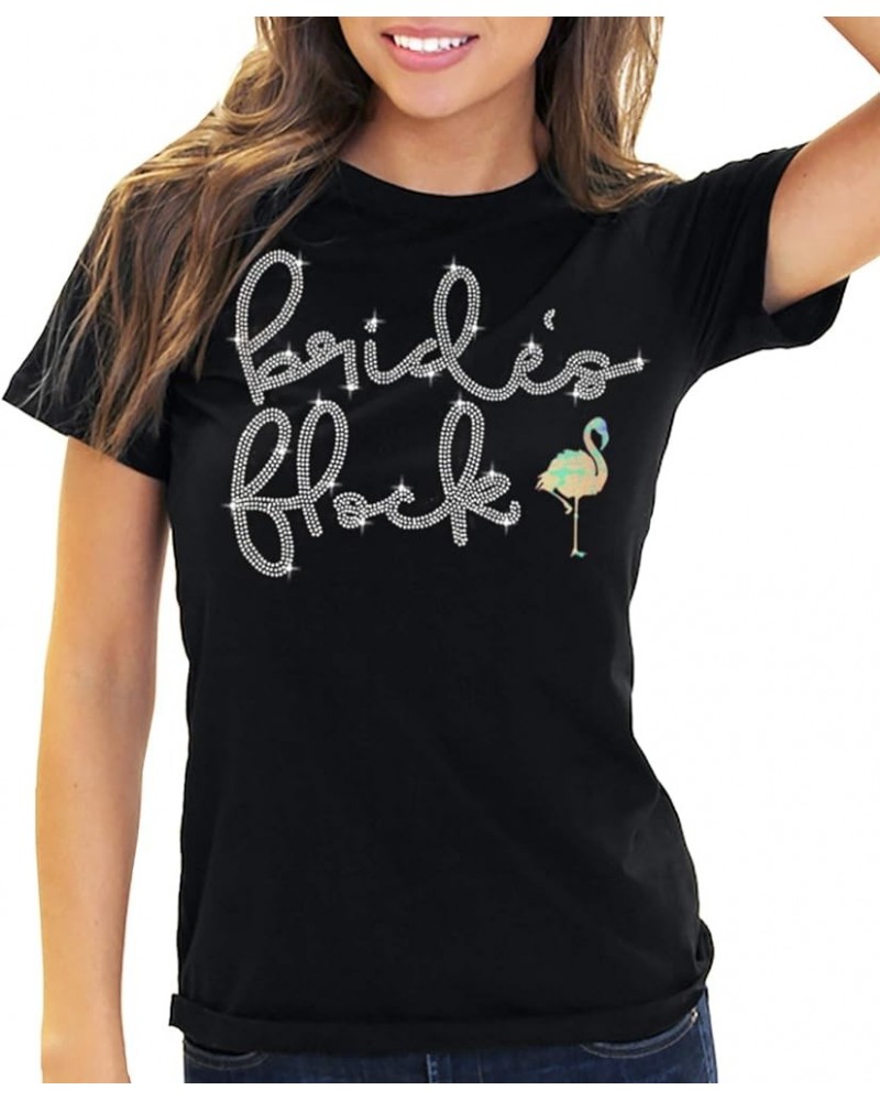 Bride Shirt - Rhinestone Bride Squad, Team Bride, I Do Crew, Bachelorette Shirts Bride's Flock (Black) $12.53 T-Shirts