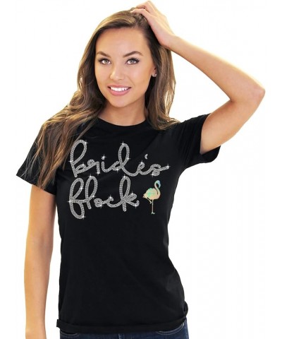 Bride Shirt - Rhinestone Bride Squad, Team Bride, I Do Crew, Bachelorette Shirts Bride's Flock (Black) $12.53 T-Shirts