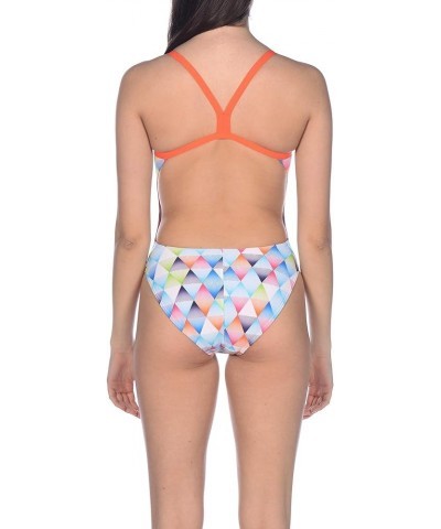 Women's Standard Print Challenge Back One Piece Swimsuit Linear Triangle White $22.12 Swimsuits