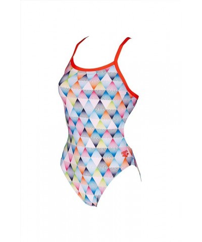 Women's Standard Print Challenge Back One Piece Swimsuit Linear Triangle White $22.12 Swimsuits