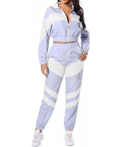 Women's Tracksuit Sets 2 Piece Zip Top Jacket and Elastic Waistband Pant Windbreaker 086-white $16.63 Activewear