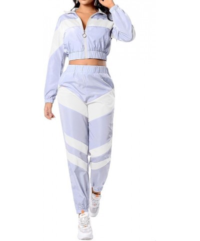 Women's Tracksuit Sets 2 Piece Zip Top Jacket and Elastic Waistband Pant Windbreaker 086-white $16.63 Activewear