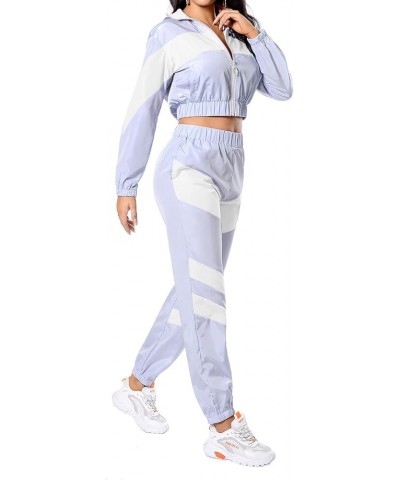 Women's Tracksuit Sets 2 Piece Zip Top Jacket and Elastic Waistband Pant Windbreaker 086-white $16.63 Activewear