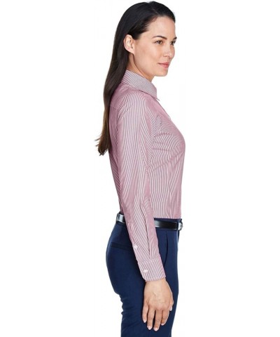 D645W - Ladies Crown Collection Banker Stripe Burgundy $23.21 Blouses