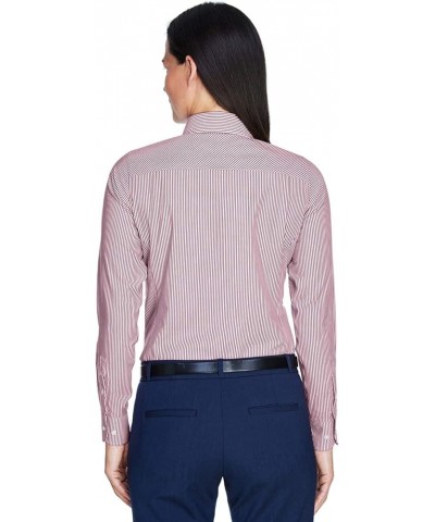 D645W - Ladies Crown Collection Banker Stripe Burgundy $23.21 Blouses