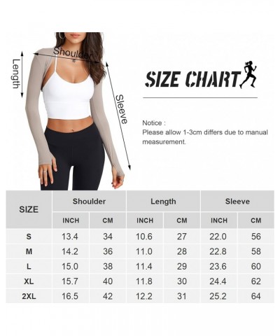 Women's Athletic Cropped Shrug Long Sleeve Workout Bolero Shrug Ladies Open Front Cardigan Jacket for Dresses Casual Milk Cof...