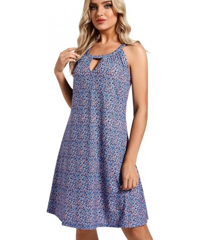 Casual Summer Dresses for Women Halter Neck Dress Sleeveless Swing Cover Up Comfy Short Dress Beach Sundress Stretch Retro Sh...