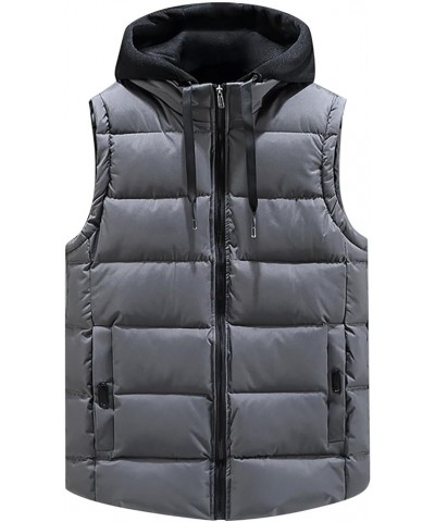 Womens Puffer Vest Warm Women's Puffer Vest with Removable Hood Sleeveless Jacket Full Zip Quilted Down Vest 03grey $14.09 Ja...
