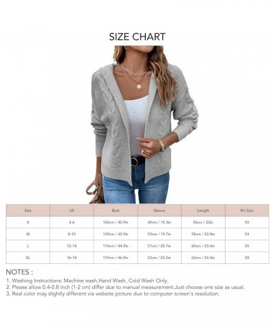 Women Cable Knit Hooded Cardigan Layered Open Front Chunky Knit Sweater Grey $22.16 Sweaters