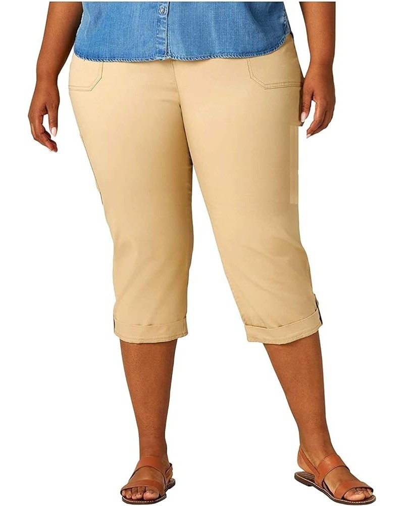 Jack David LING Womens Plus Size Stretch Blue/Black Capri Twill Denim Jeans Ling C-p0286 Khaki / Beige $12.50 Shorts