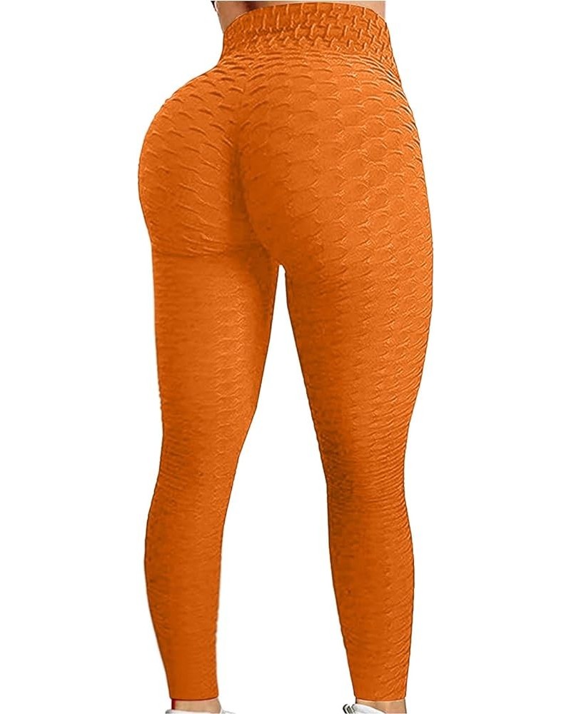 WUAI Butt Lifting Yoga Pants for Women Plus Size High Waist Tummy Control Workout Running TIK Tok Leggings Cropped Orange $10...